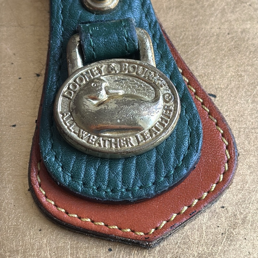 Dooney & Bourke Vintage Brass Keychain in Green and Brown Leather - Picture 5 of 7